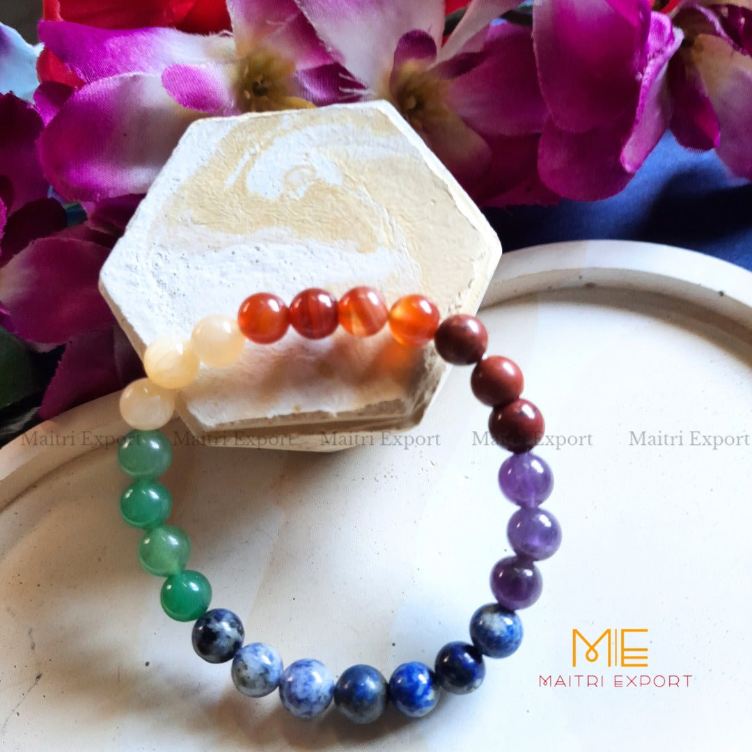 7 chakra bracelet-8 mm-Maitri Export | Crystals Store