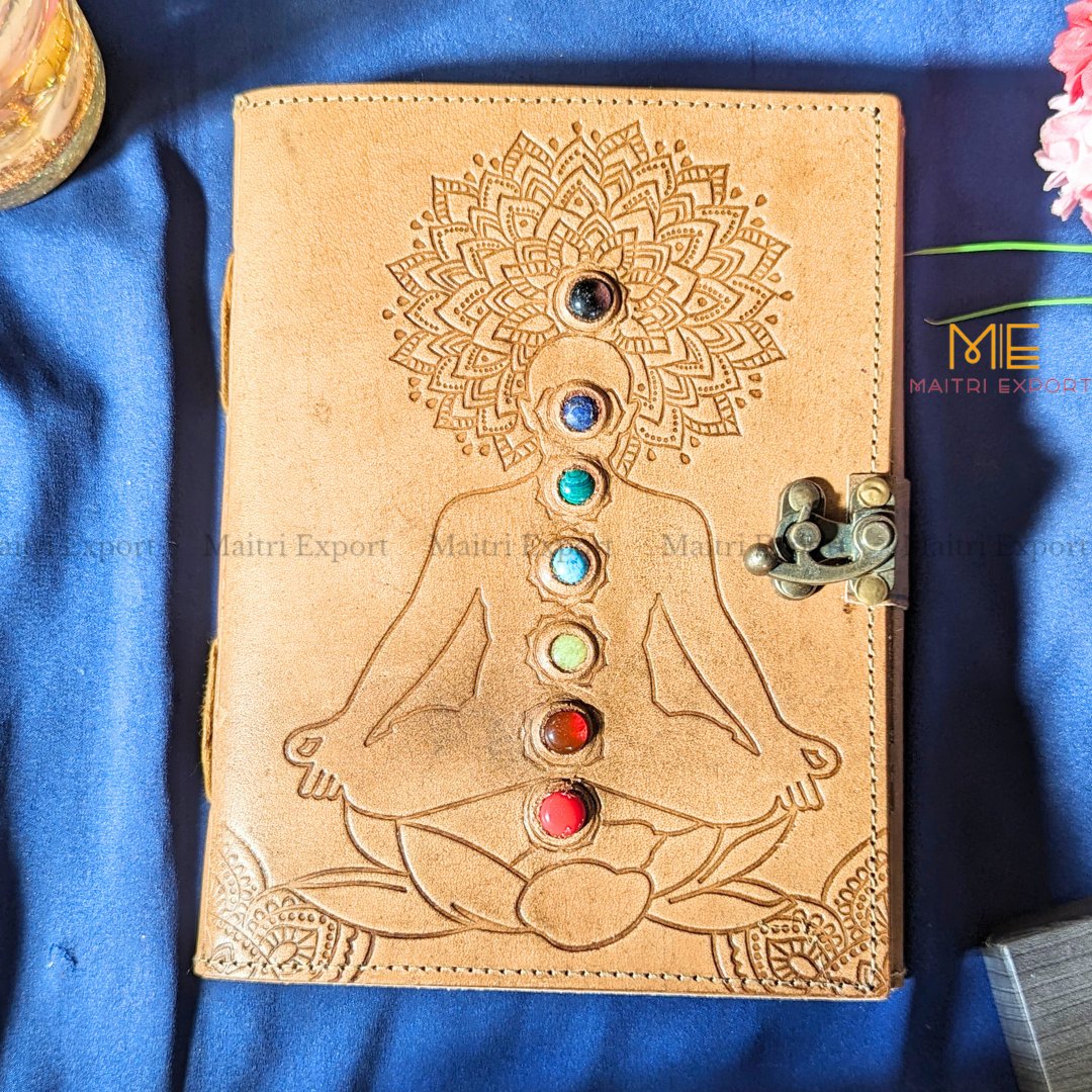 7 Chakra Healing Stone leather Journal / Diary-Maitri Export | Crystals Store