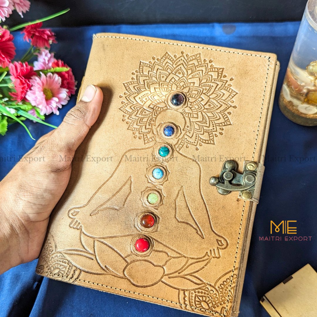 7 Chakra Healing Stone leather Journal / Diary-Maitri Export | Crystals Store