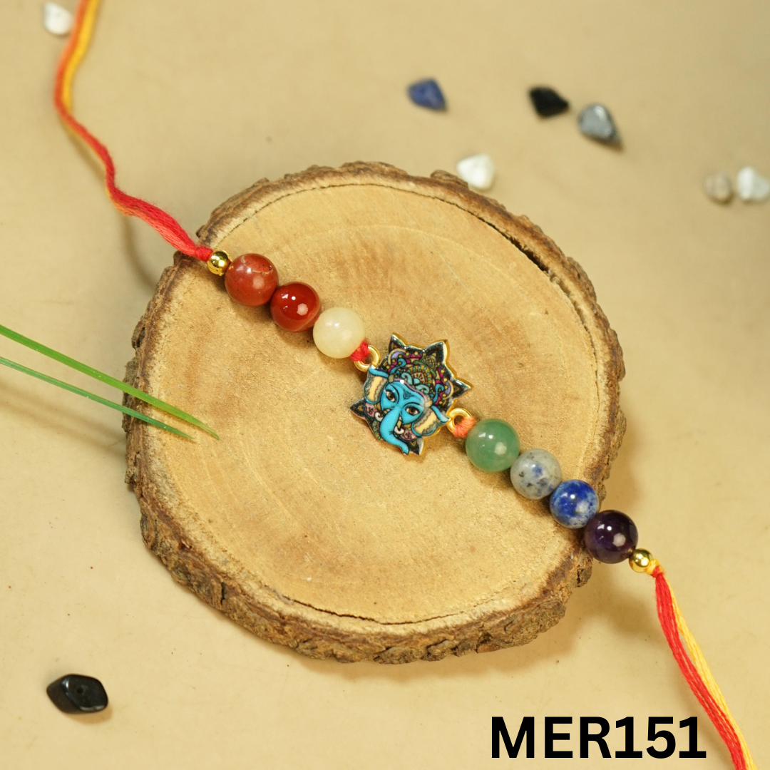 7 chakra stones with kids cartoon charms rakhi.-Ganesha No.10 [MER151]-Maitri Export | Crystals Store