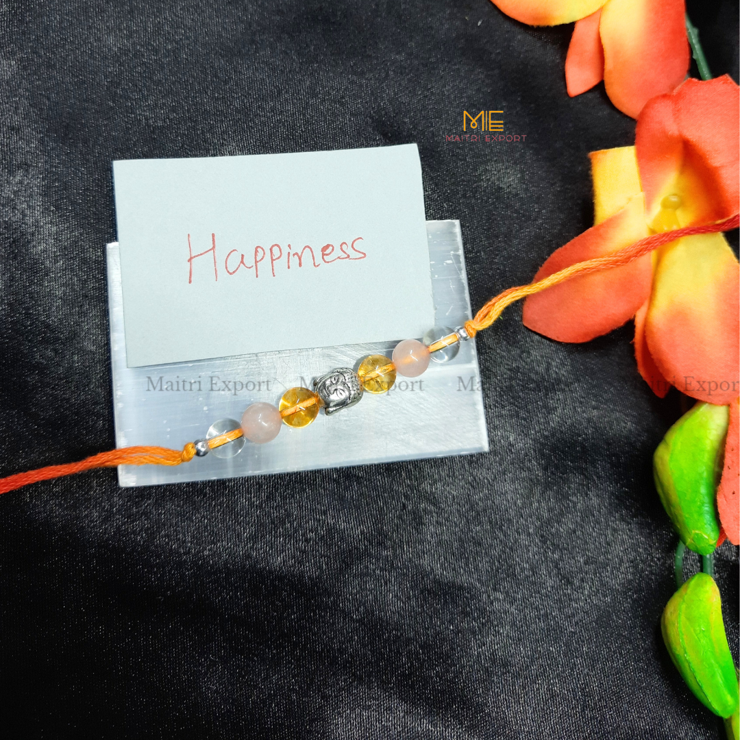 Natural crystal stone purposed rakhi-Happiness-with buddha charm-Maitri Export | Crystals Store