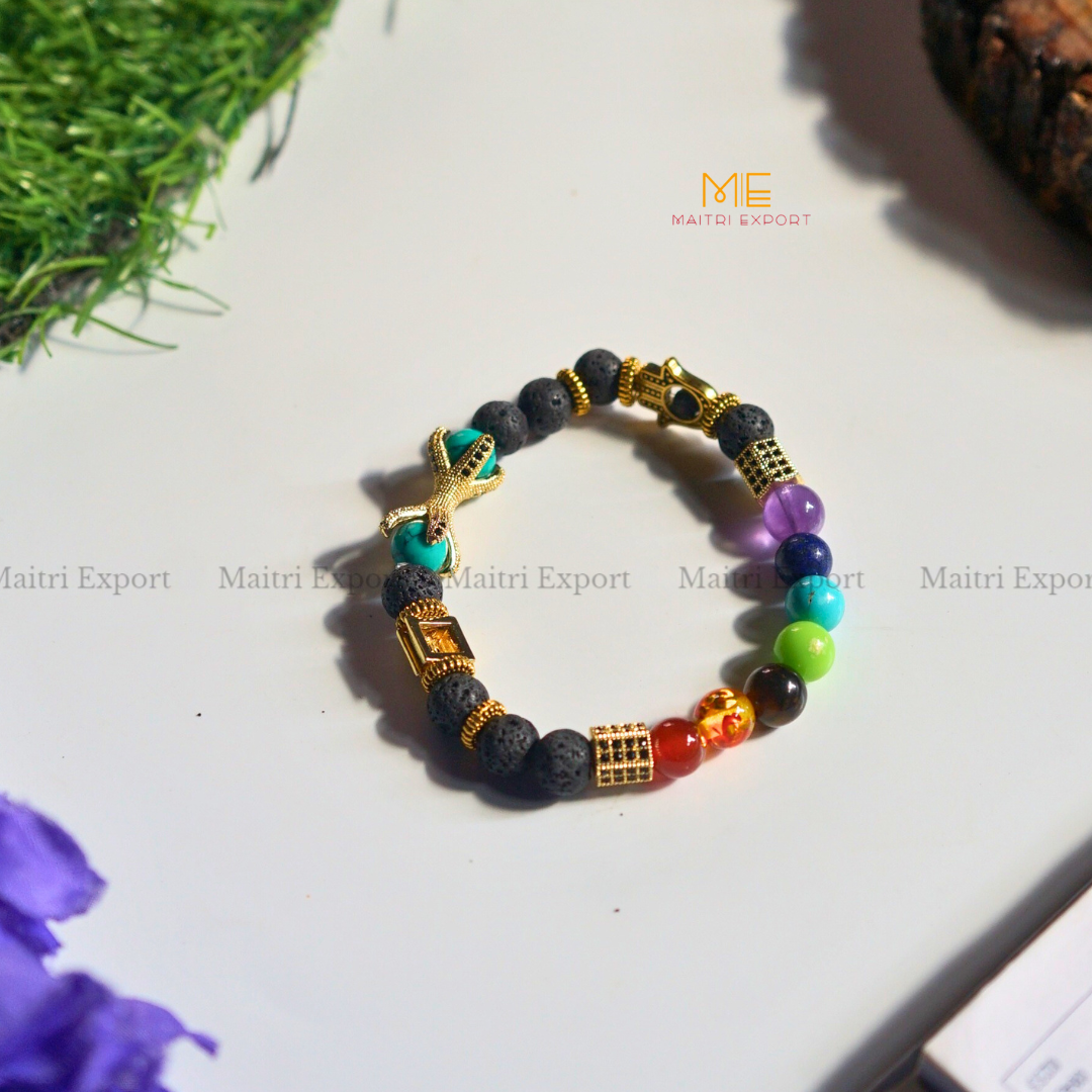 7 chakra Pyramid charm bracelet-Maitri Export | Crystals Store