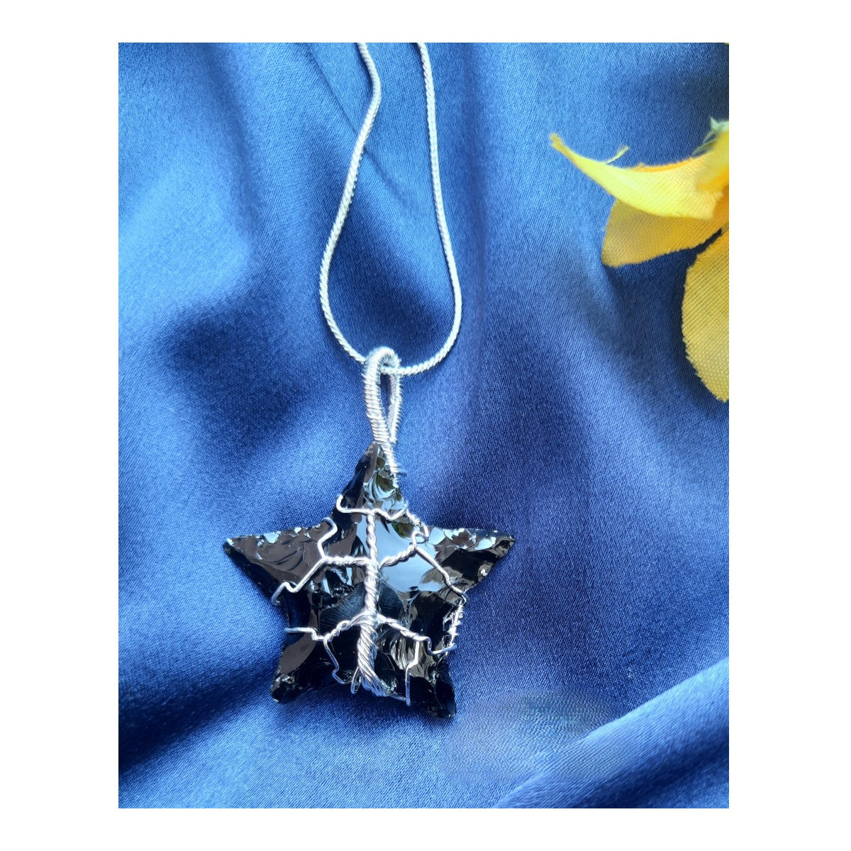 Crescent pendants without chain-Star-Black obsidian-Maitri Export | Crystals Store