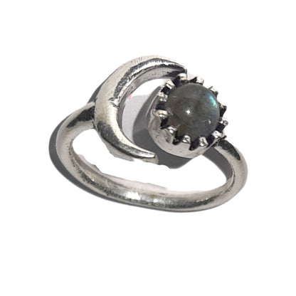 Moon bead ring-Labradorite-Maitri Export | Crystals Store