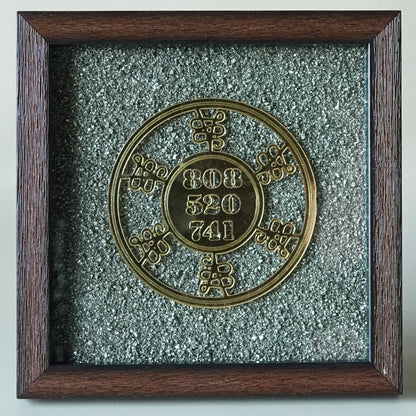 Pyrite Frame 6x6 inch ( frame design can vary )-Pyrite Cluster Frame With Zibu Symbol (Money Stone )-Maitri Export | Crystals Store