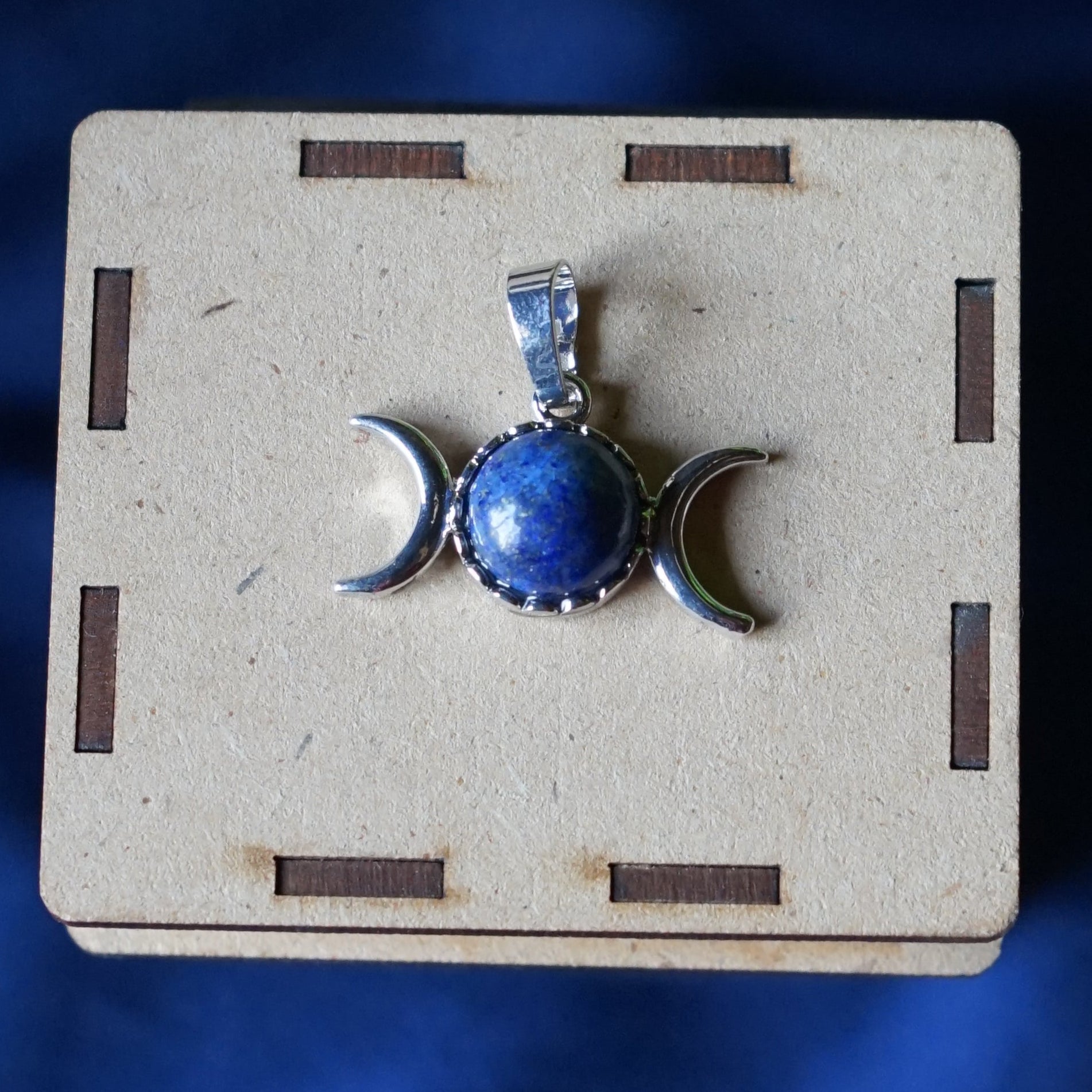 Triple Moon Shape metal Pendants-Lapis-Maitri Export | Crystals Store