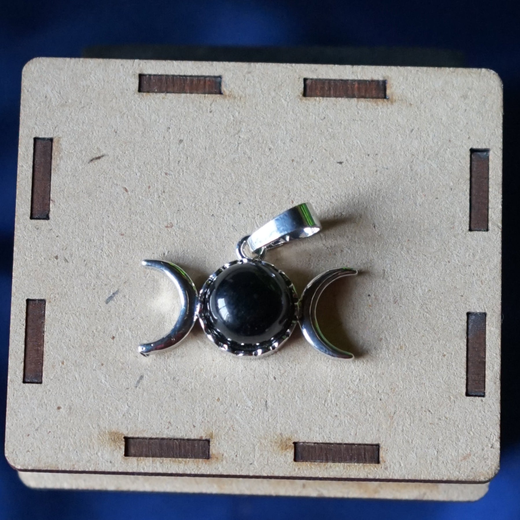 Triple Moon Shape metal Pendants-Black-Maitri Export | Crystals Store