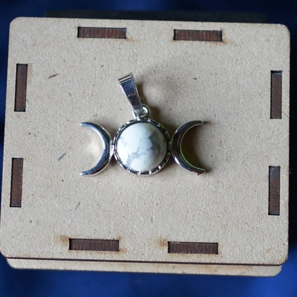 Triple Moon Shape metal Pendants-Howlite-Maitri Export | Crystals Store