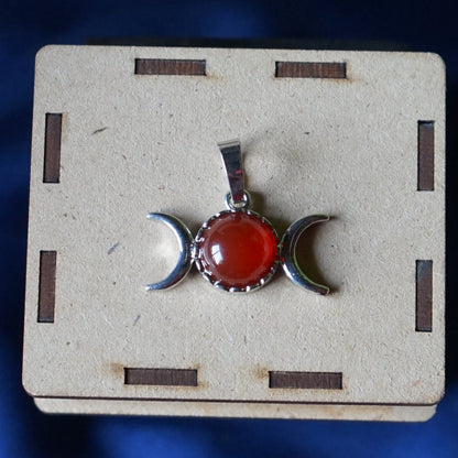 Triple Moon Shape metal Pendants-Carnelian-Maitri Export | Crystals Store