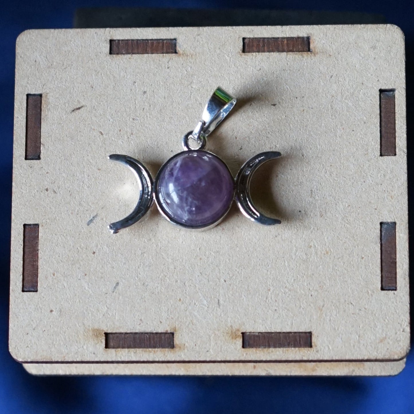 Triple Moon Shape metal Pendants-Amethyst-Maitri Export | Crystals Store