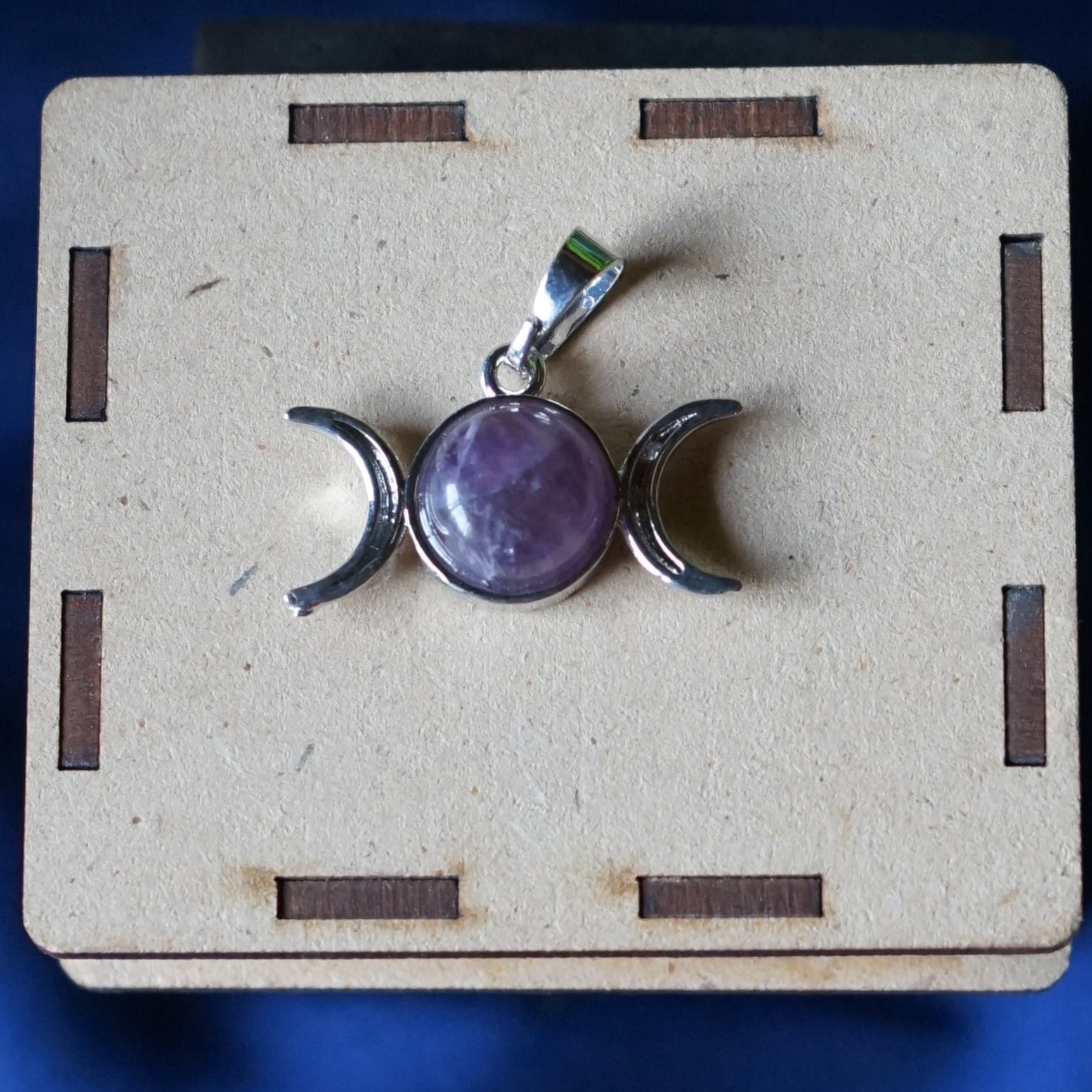 Triple Moon Shape metal Pendants-Amethyst-Maitri Export | Crystals Store