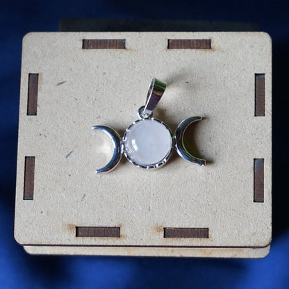 Triple Moon Shape metal Pendants-Rose-Maitri Export | Crystals Store