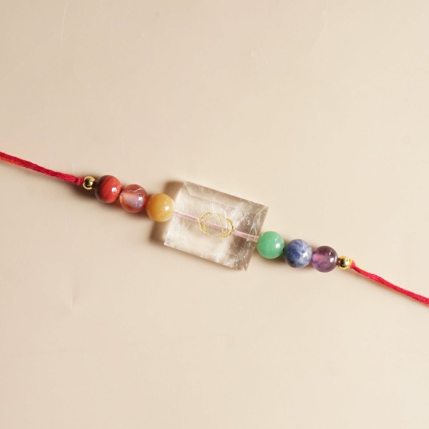 7 chakra with each chakra symbol rakhi-Clear quartz-Maitri Export | Crystals Store