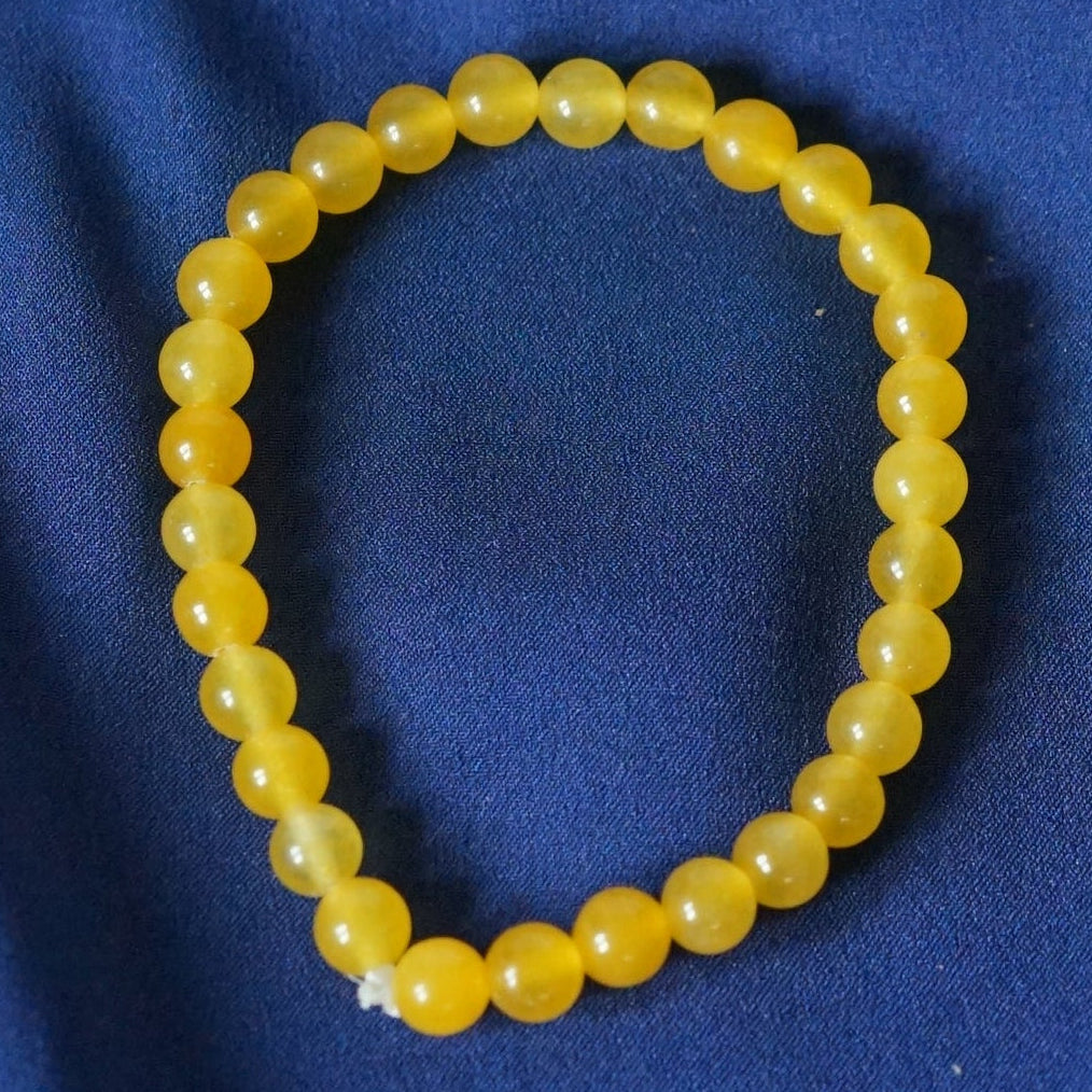 6mm round bead Stretchable crystal bracelets-Yellow Jade-Maitri Export | Crystals Store