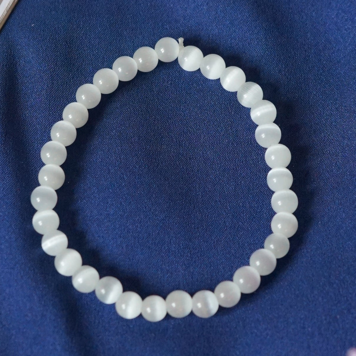 6mm round bead Stretchable crystal bracelets-selenite duplicate-Maitri Export | Crystals Store