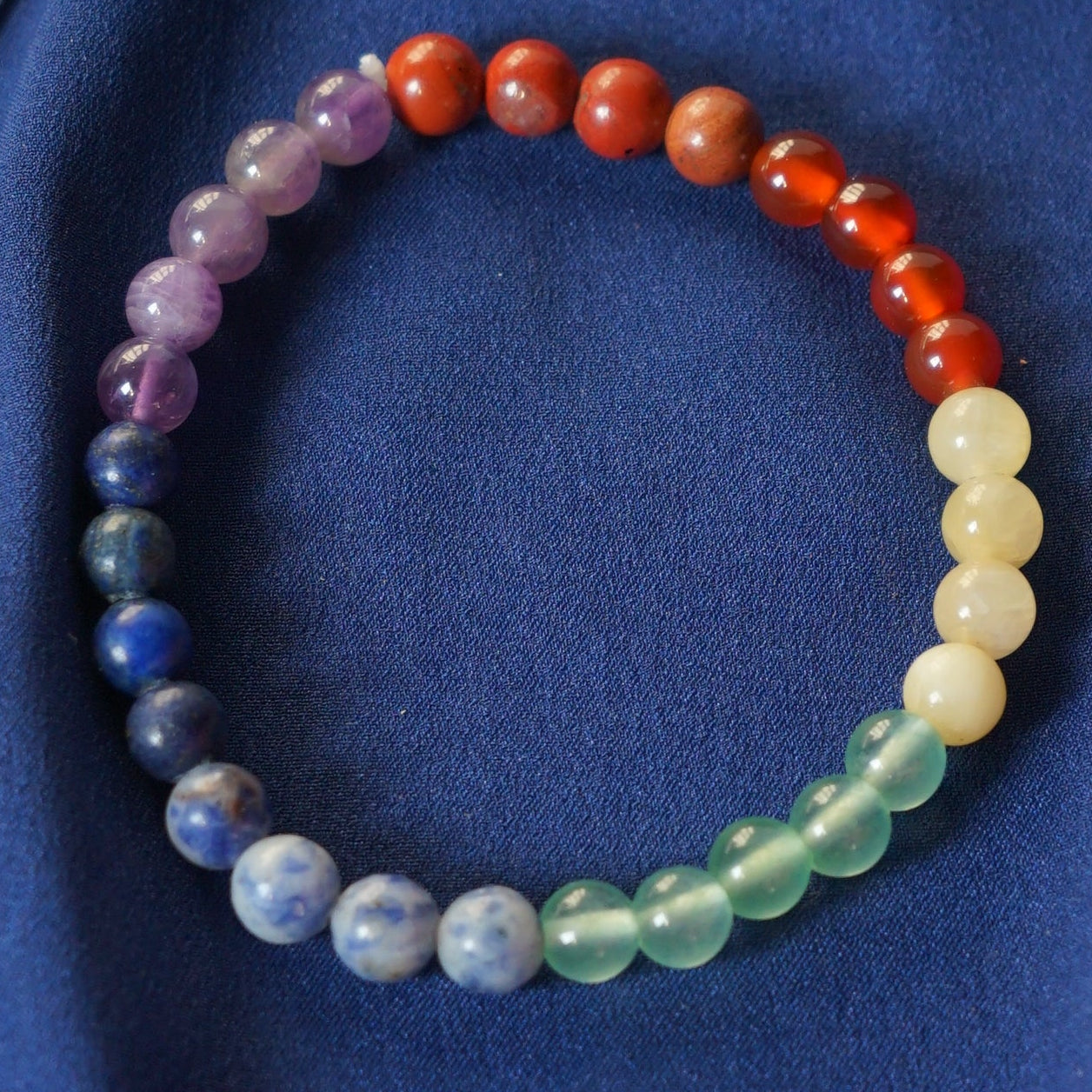 6mm round bead Stretchable crystal bracelets-7 chakra-Maitri Export | Crystals Store