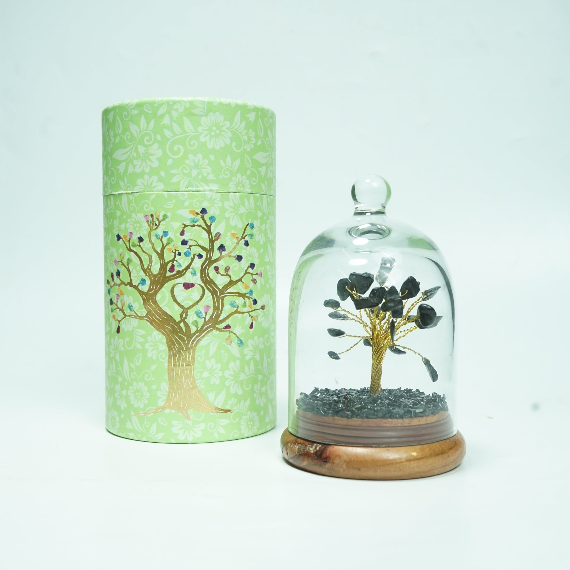 Natural crystal stone dome wish tree with premium box-Black tourmaline-Maitri Export | Crystals Store