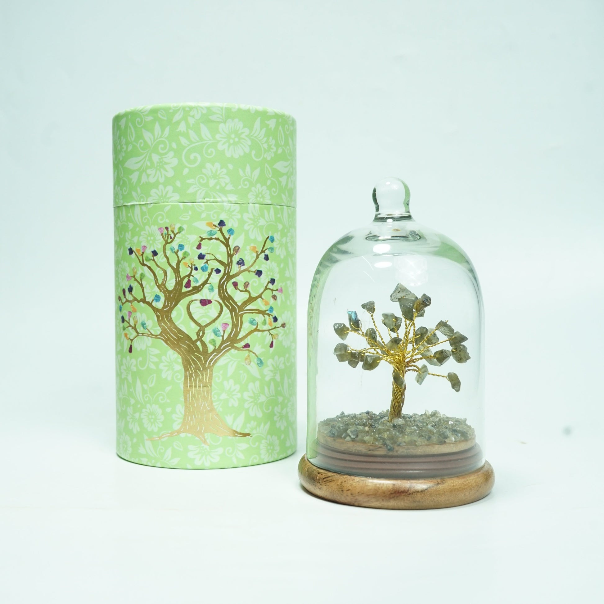 Natural crystal stone dome wish tree with premium box-Labradorite-Maitri Export | Crystals Store