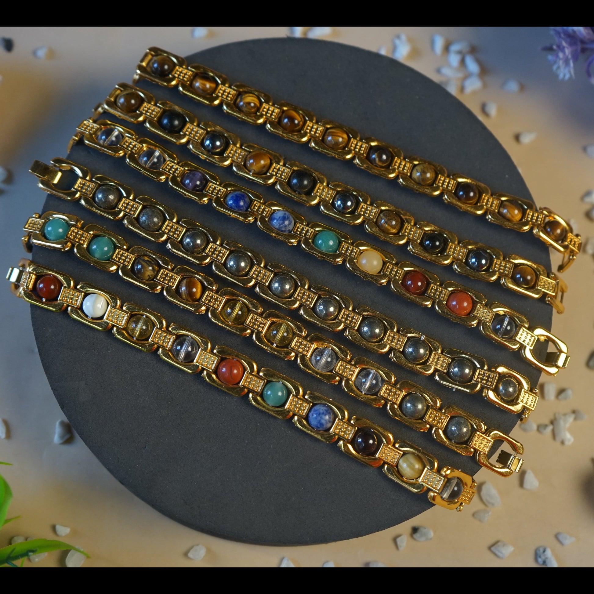 Metal crystal bracelets / kada [Golden]-Maitri Export | Crystals Store