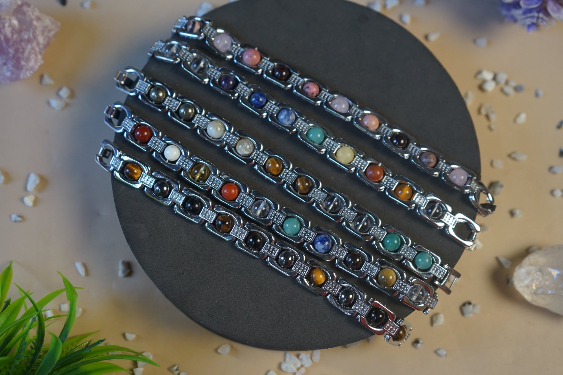 Metal crystal bracelets / kada [silver]-Maitri Export | Crystals Store