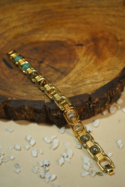 Metal crystal bracelets / kada [Golden]-Dhanyog-Maitri Export | Crystals Store