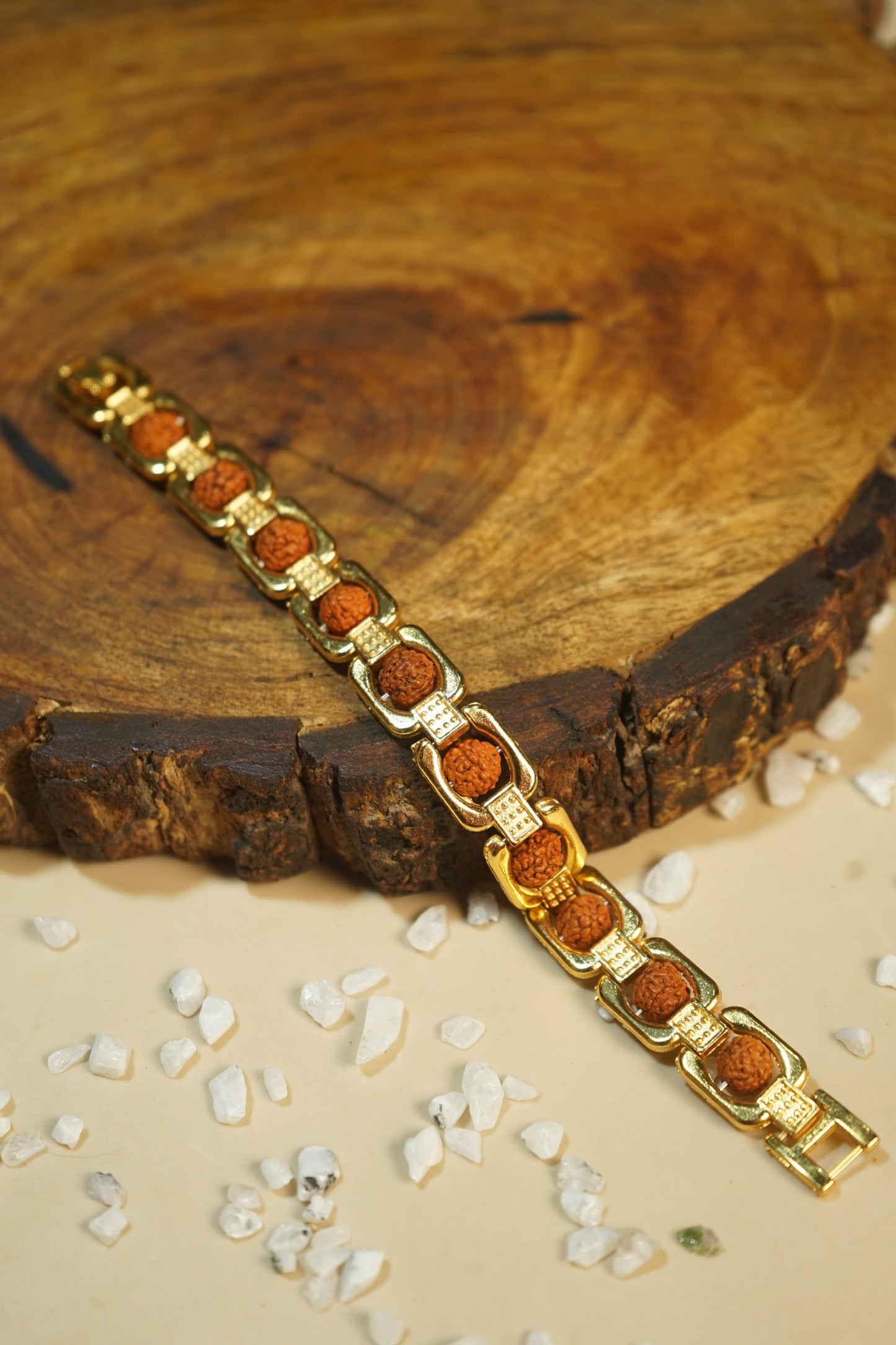 Metal crystal bracelets / kada [Golden]-Rudraksh-Maitri Export | Crystals Store