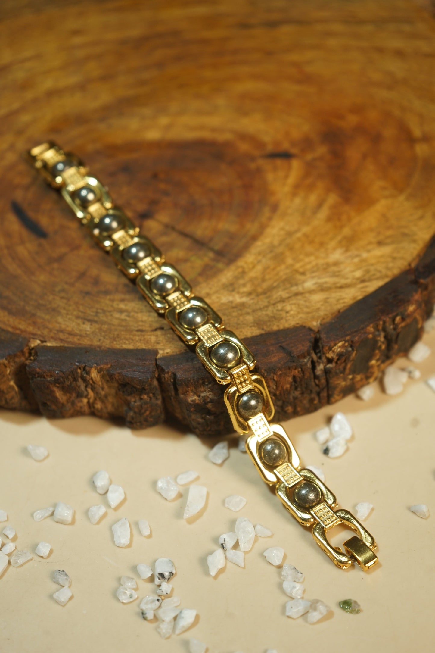 Metal crystal bracelets / kada [Golden]-Pyrite-Maitri Export | Crystals Store