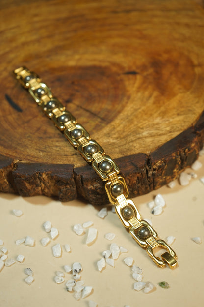 Metal crystal bracelets / kada [Golden]-Pyrite-Maitri Export | Crystals Store