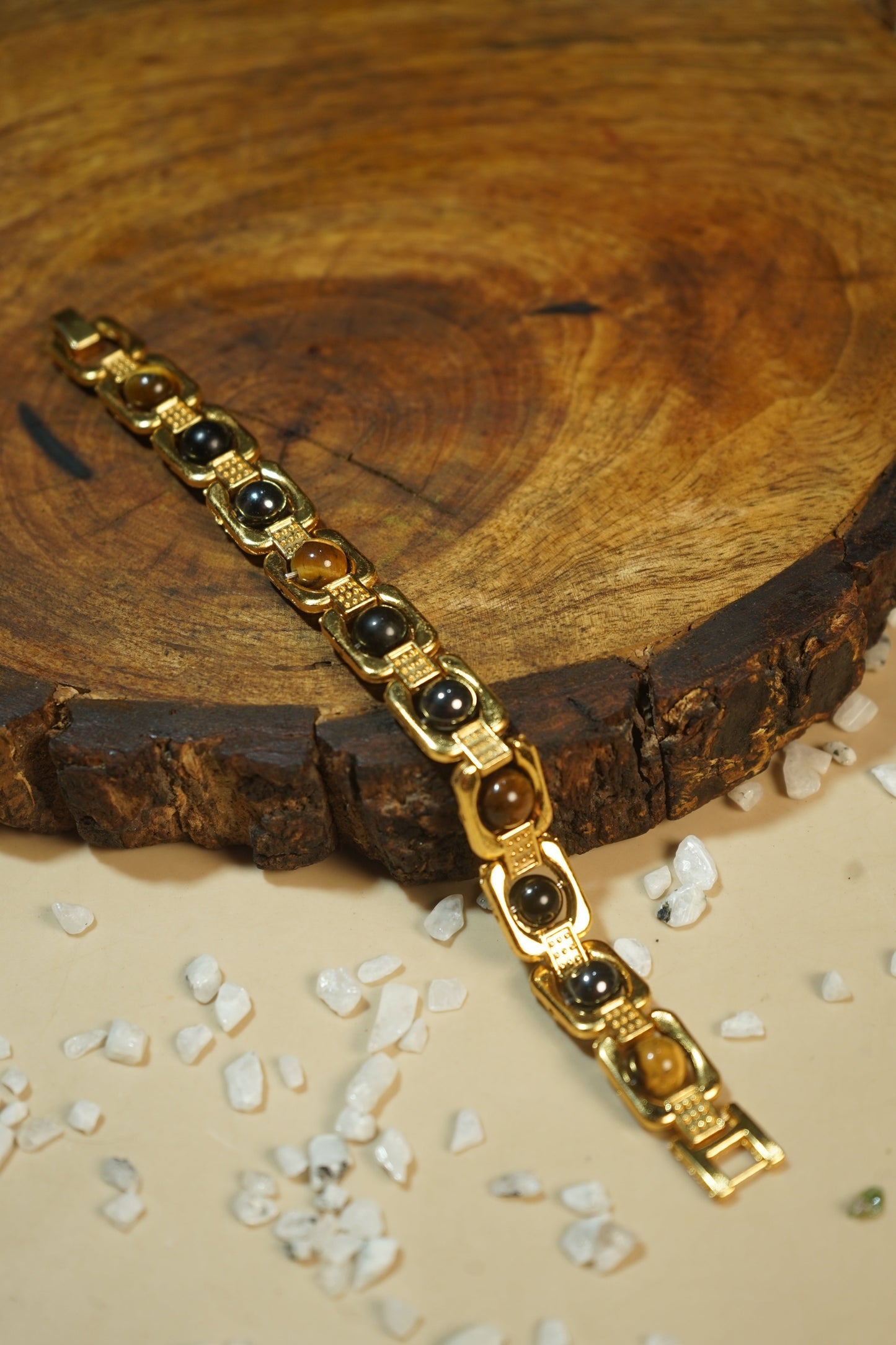 Metal crystal bracelets / kada [Golden]-Triple Protection-Maitri Export | Crystals Store