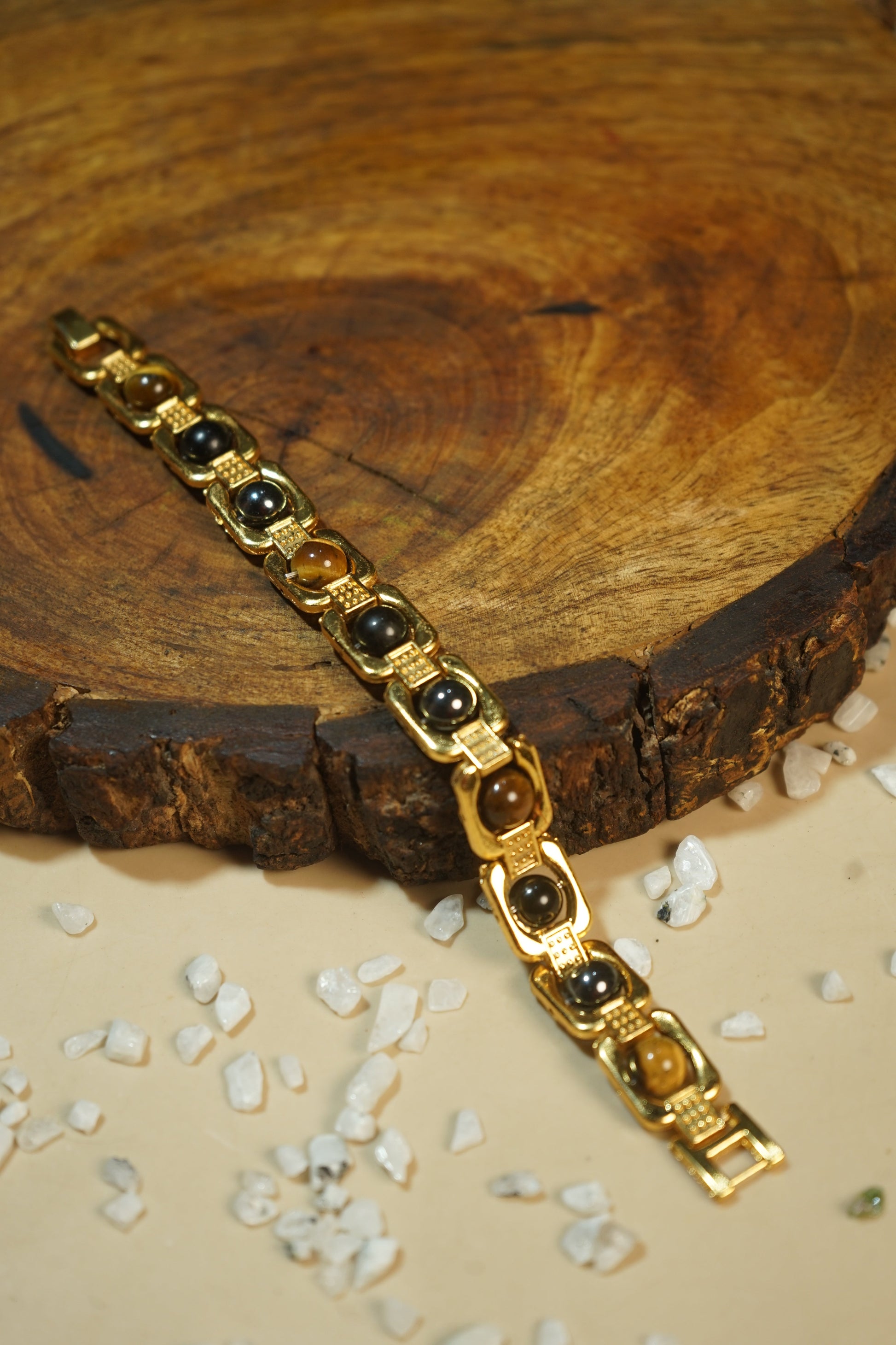 Metal crystal bracelets / kada [Golden]-Triple Protection-Maitri Export | Crystals Store