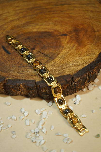 Metal crystal bracelets / kada [Golden]-Triple Protection-Maitri Export | Crystals Store