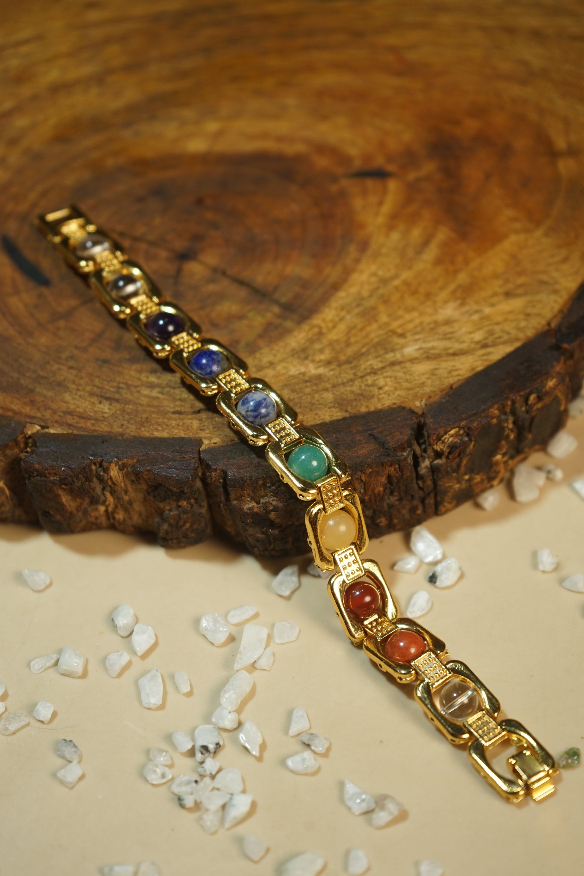 Metal crystal bracelets / kada [Golden]-7chakra-Maitri Export | Crystals Store