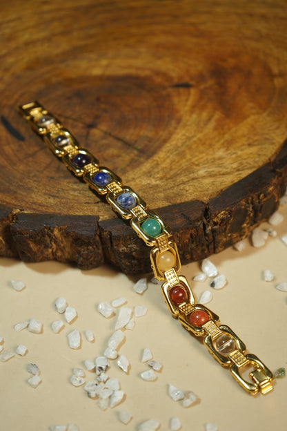 Metal crystal bracelets / kada [Golden]-7chakra-Maitri Export | Crystals Store
