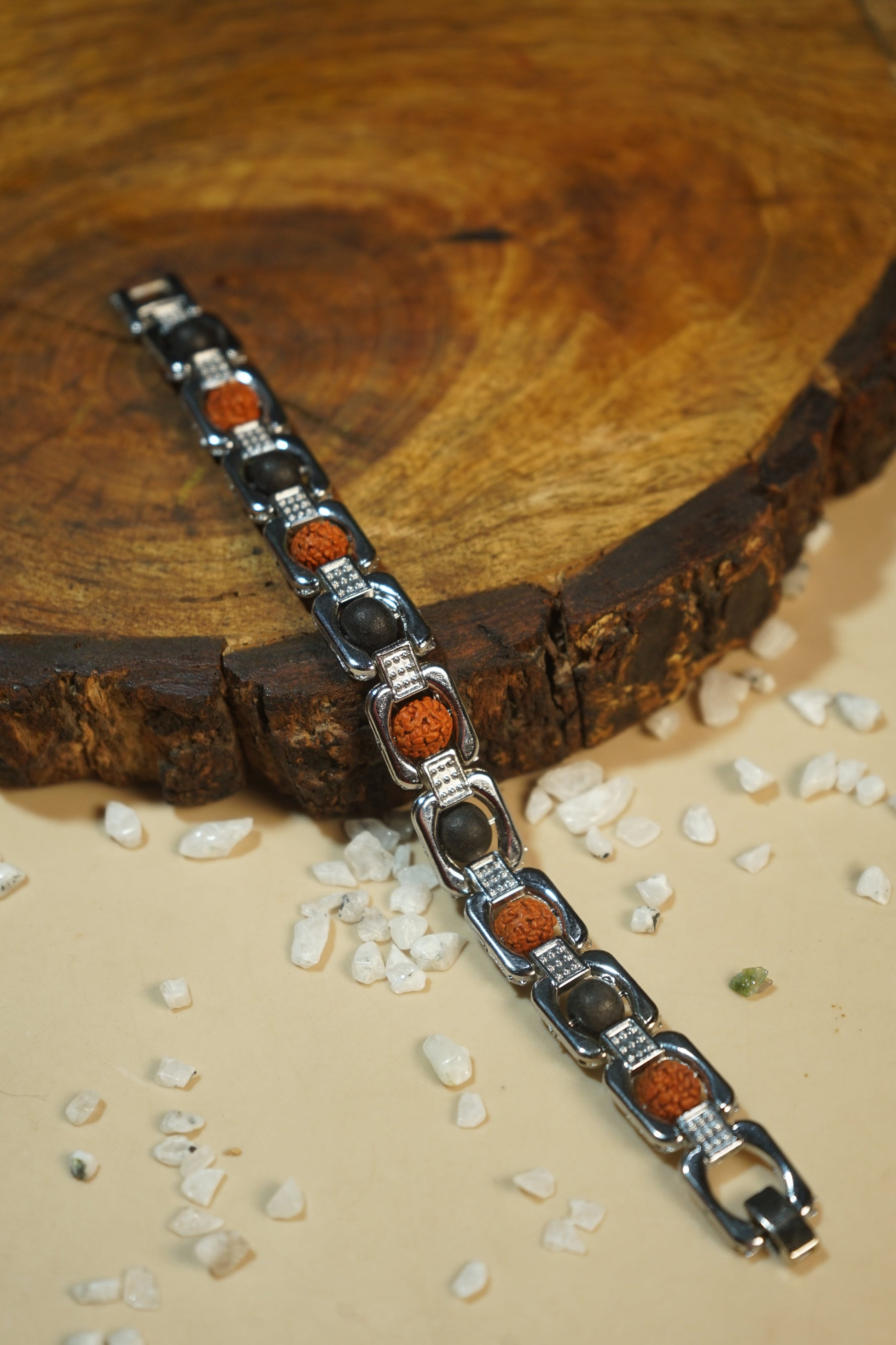 Metal crystal bracelets / kada [silver]-Karungali Rudraksh-Maitri Export | Crystals Store