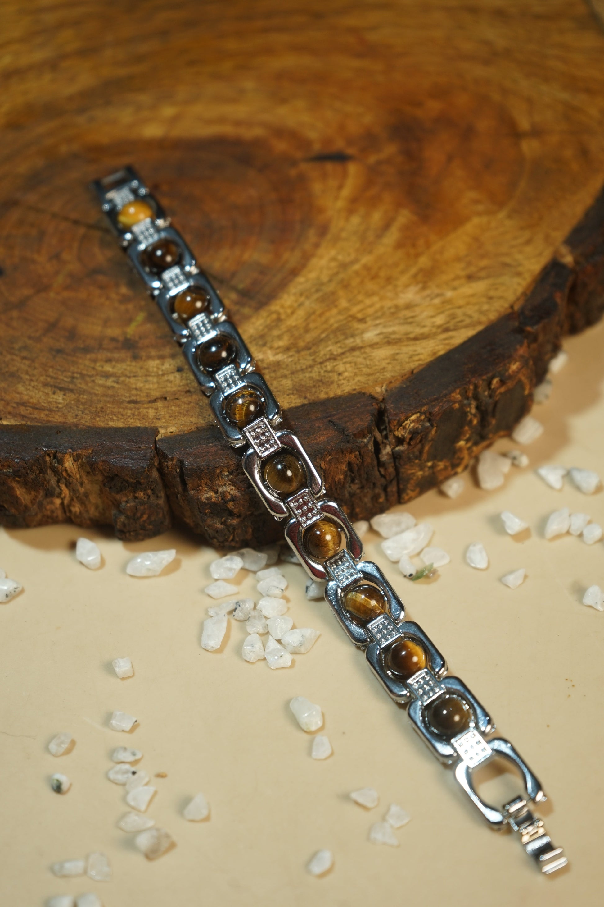 Metal crystal bracelets / kada [silver]-tiger-Maitri Export | Crystals Store