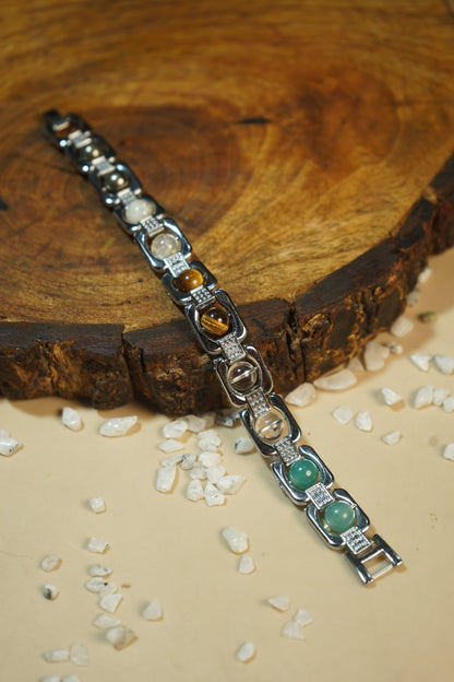 Metal crystal bracelets / kada [silver]-Dhanyog-Maitri Export | Crystals Store
