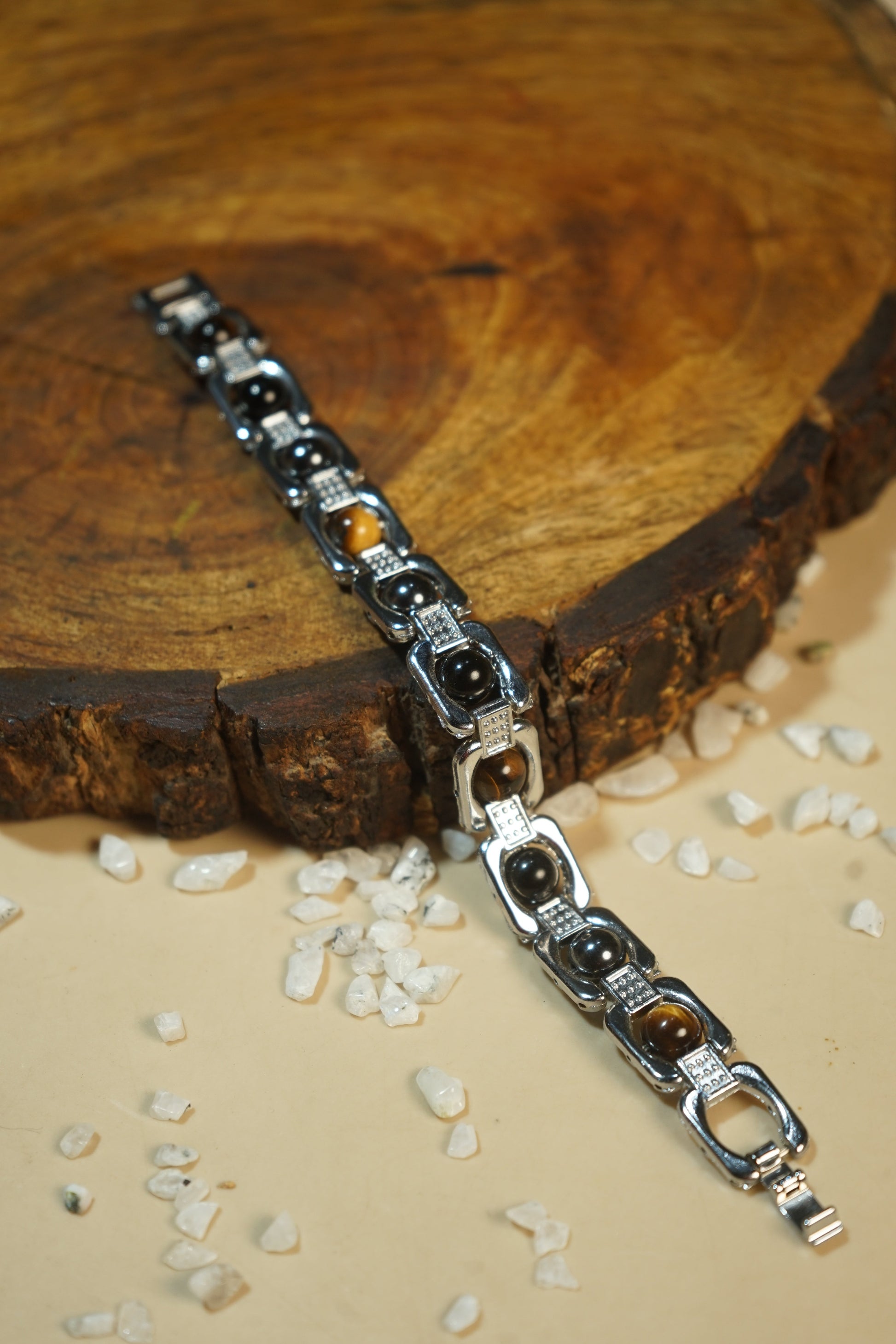 Metal crystal bracelets / kada [silver]-Triple Protection-Maitri Export | Crystals Store
