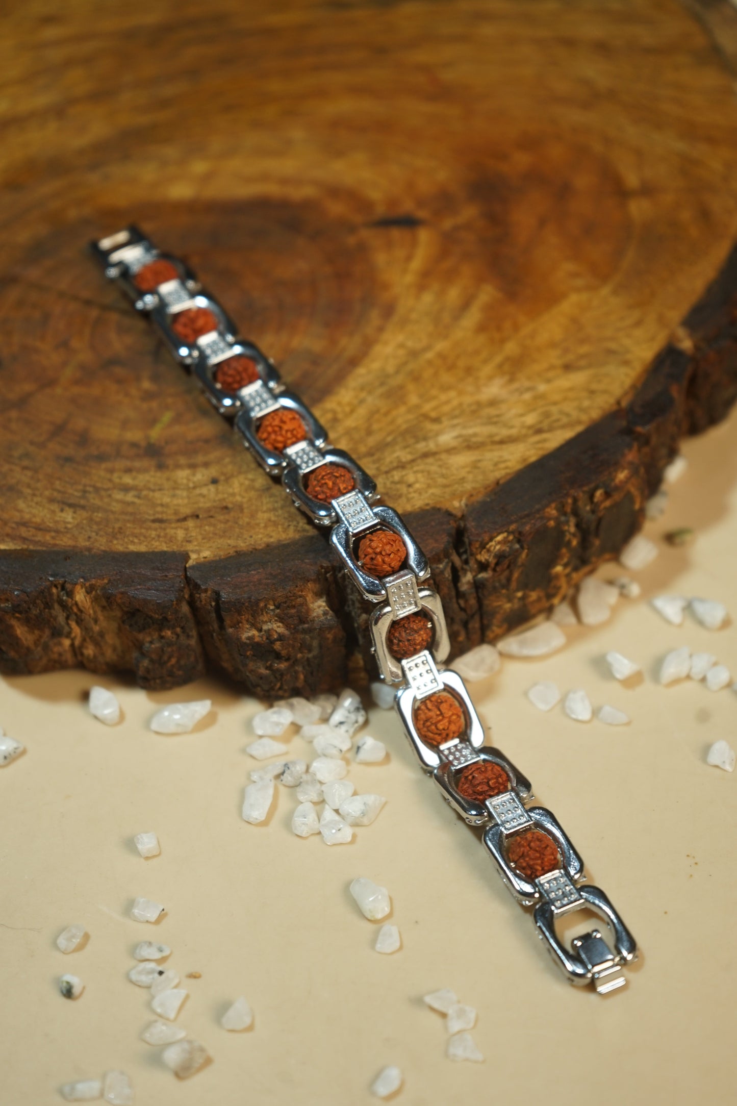 Metal crystal bracelets / kada [silver]-Rudraksh-Maitri Export | Crystals Store