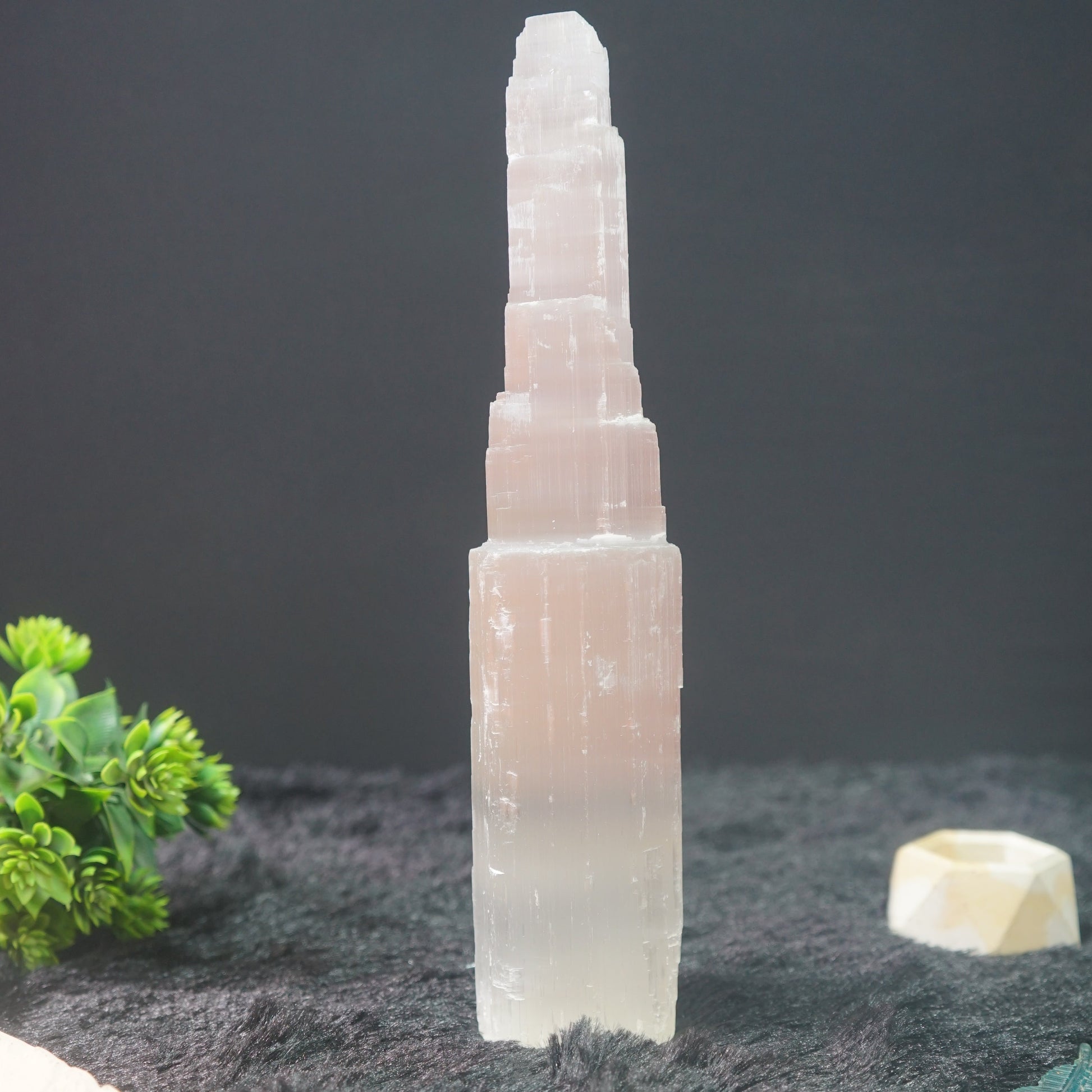 Natural selenite skyscraper Shaped handcrafted tower from morocco-12 inch-Maitri Export | Crystals Store