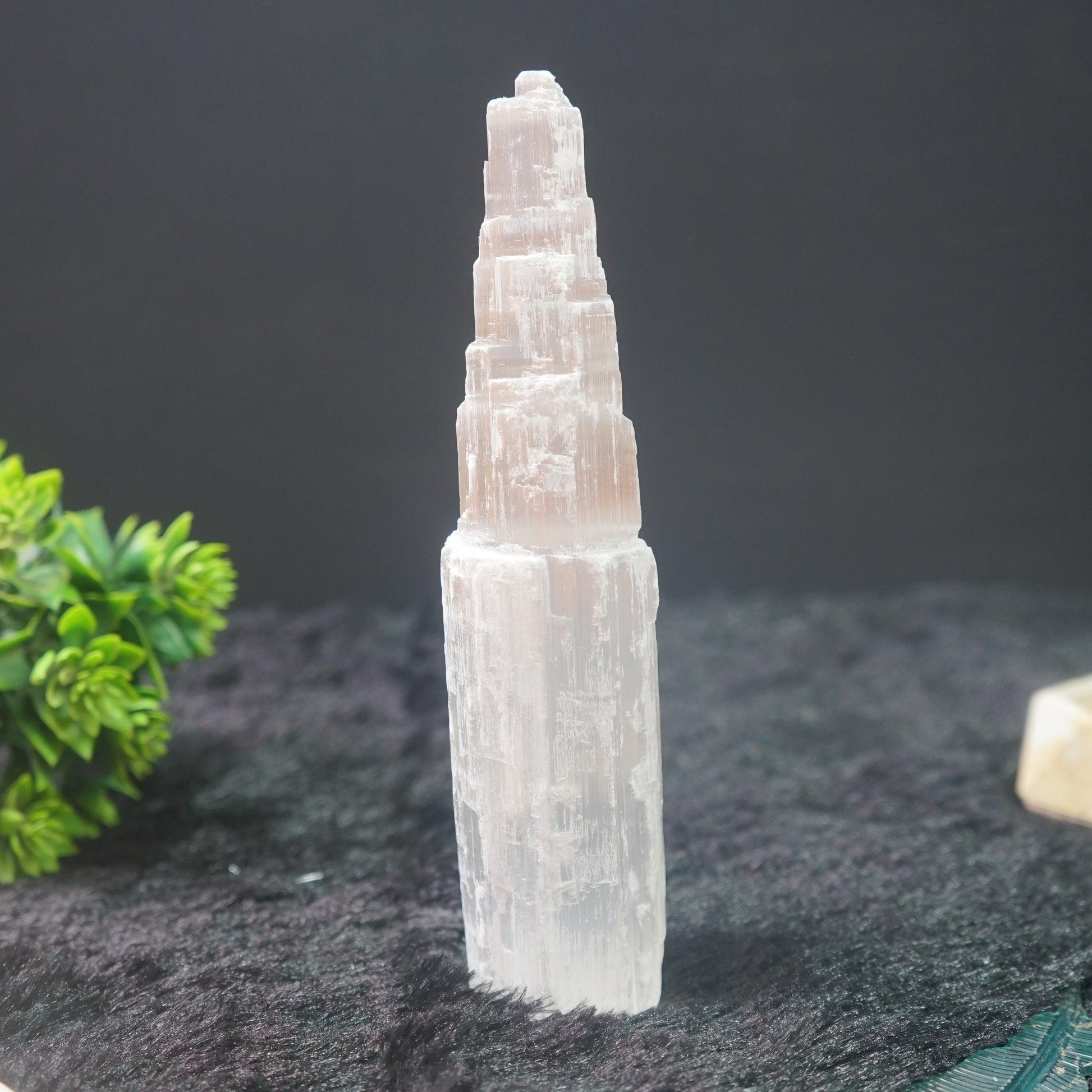 Natural selenite skyscraper Shaped handcrafted tower from morocco-8 inch-Maitri Export | Crystals Store