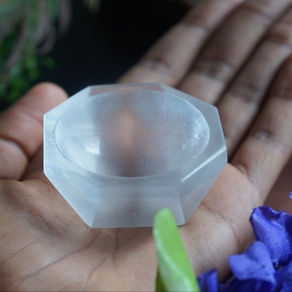 Selenite 2 inch bowl octagon shape-Maitri Export | Crystals Store