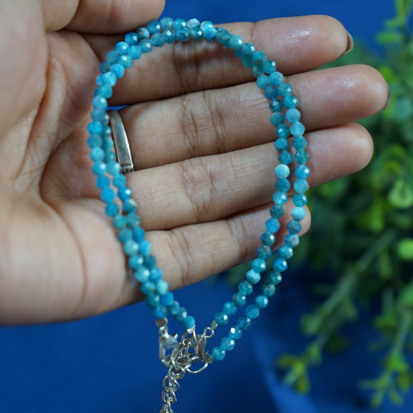 Anklet 3mm faceted-Apatite-Maitri Export | Crystals Store