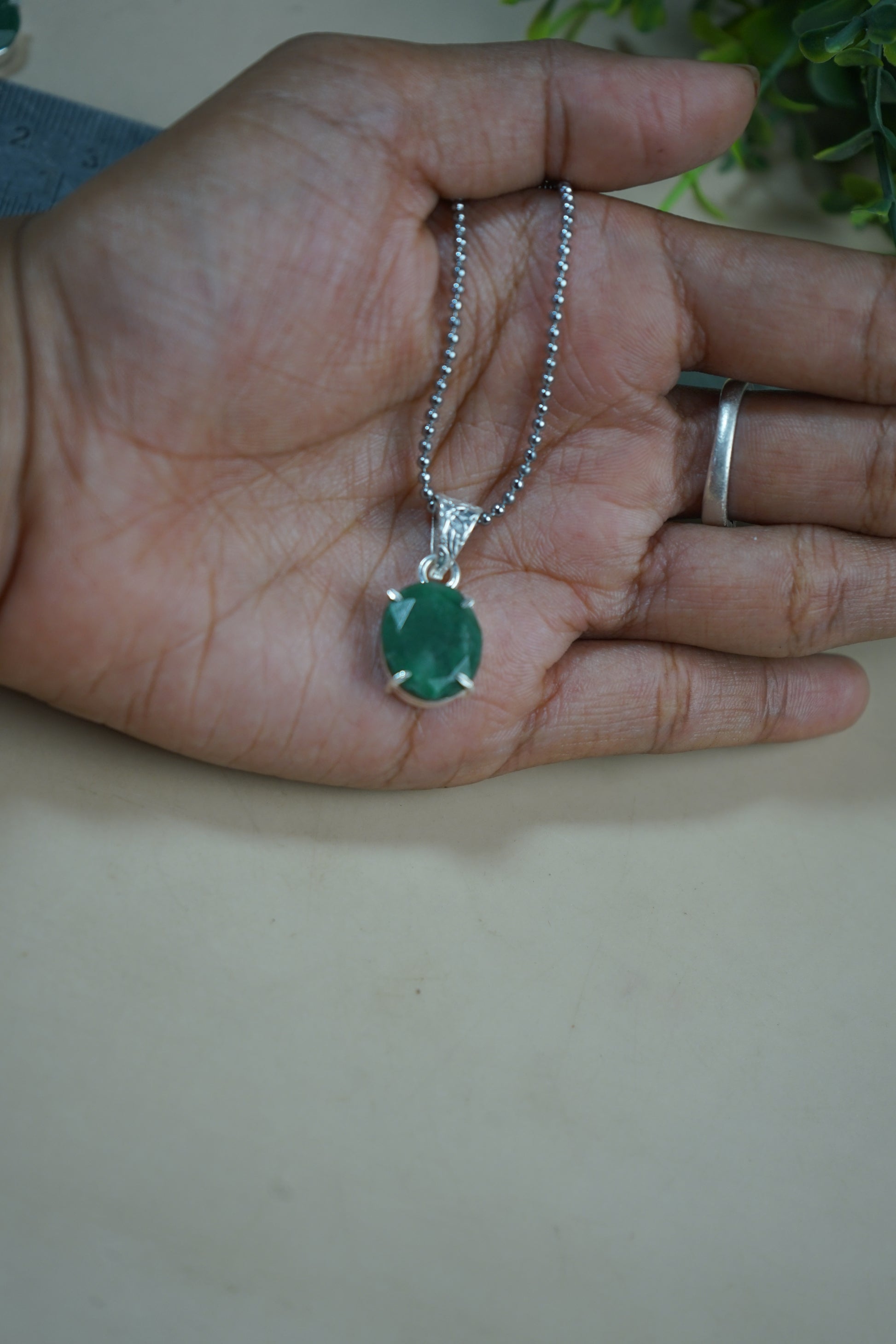 Diamond cut oval pendants-Green Jade-Maitri Export | Crystals Store