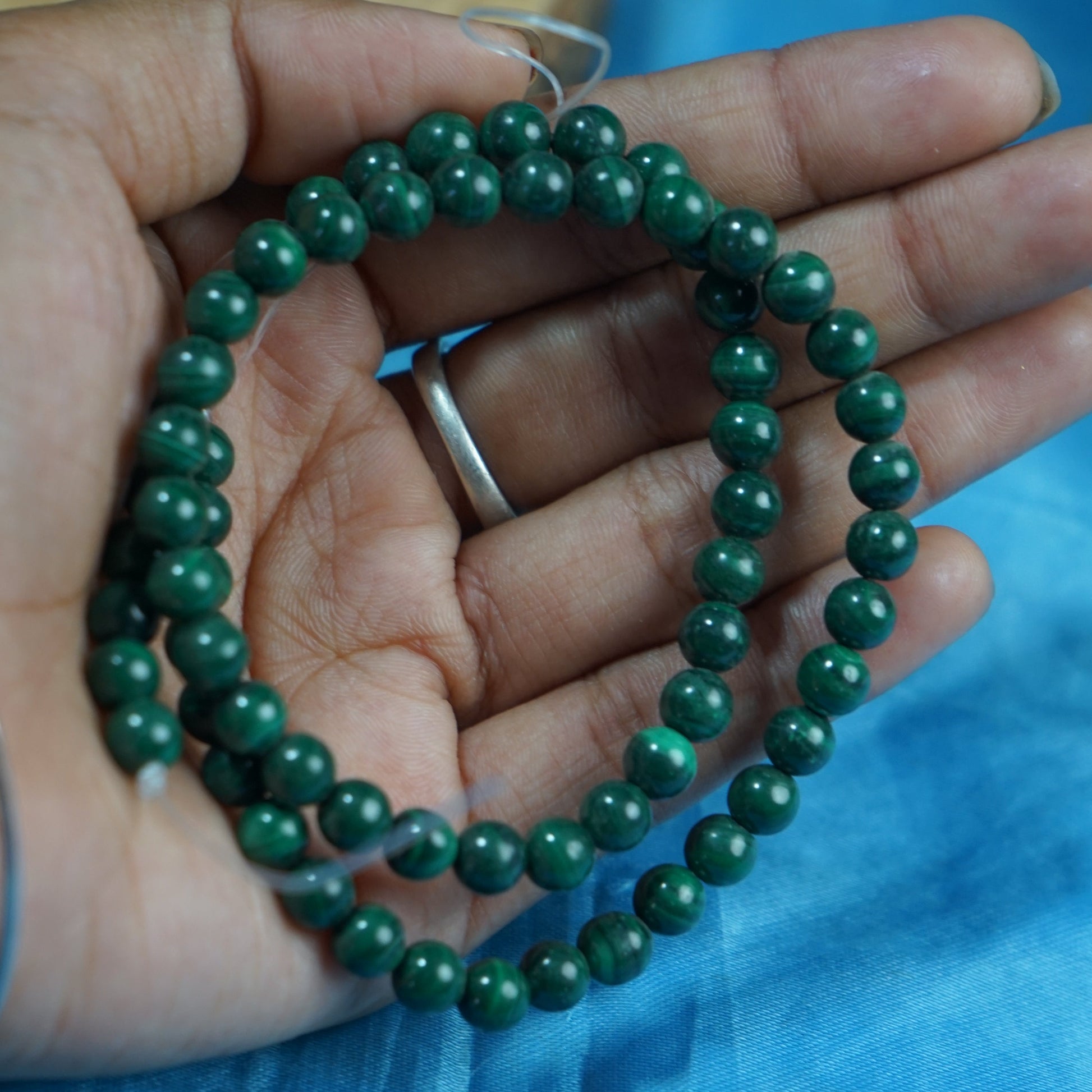 6mm loose round crystal beads strand / line-Malachite natural-Maitri Export | Crystals Store