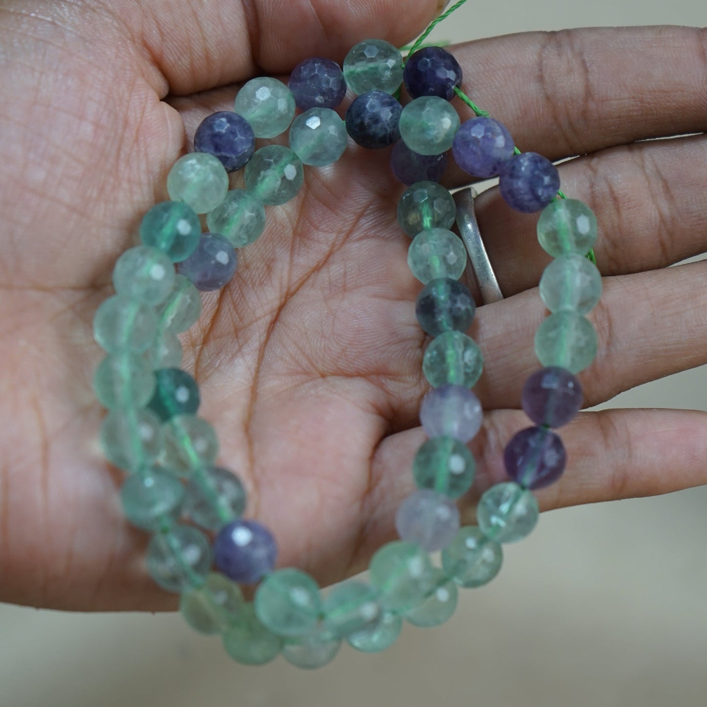 Natural healing crystal 8mm round faceted loose beads strand / line-multi fluorite-Maitri Export | Crystals Store