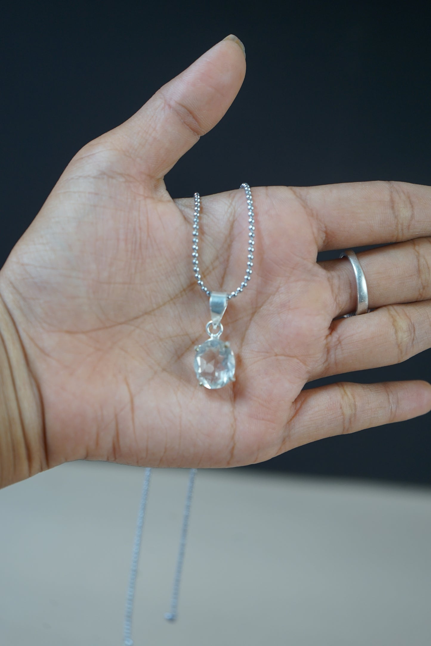 Diamond cut oval pendants-Clear quartz-Maitri Export | Crystals Store