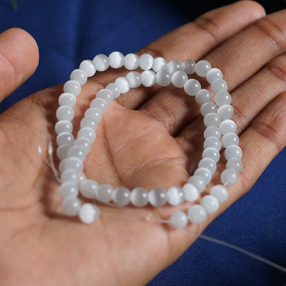 6mm loose round crystal beads strand / line-selenite duplicate-Maitri Export | Crystals Store