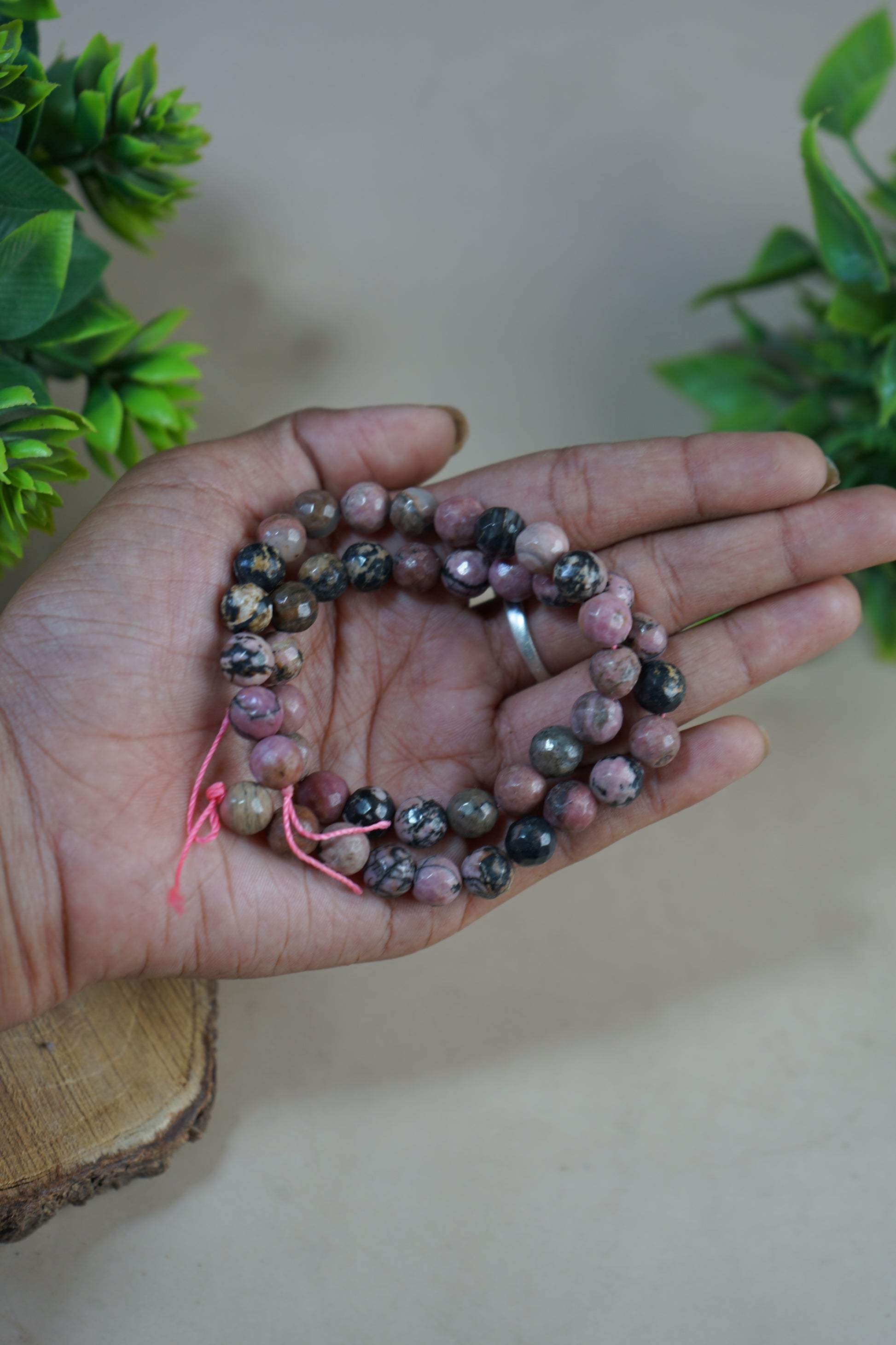 Natural healing crystal 8mm round faceted loose beads strand / line-Rhodonite-Maitri Export | Crystals Store