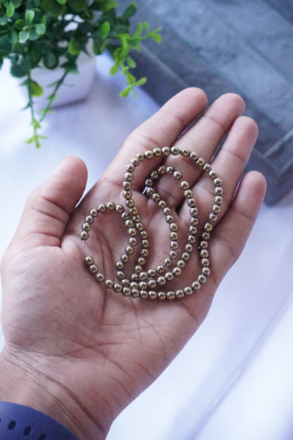 4mm loose crystal beads strands / line / String-Golden Pyrite-Maitri Export | Crystals Store