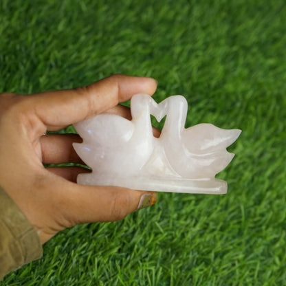 Rose quartz mandarin duck pair 100gm to 200gm